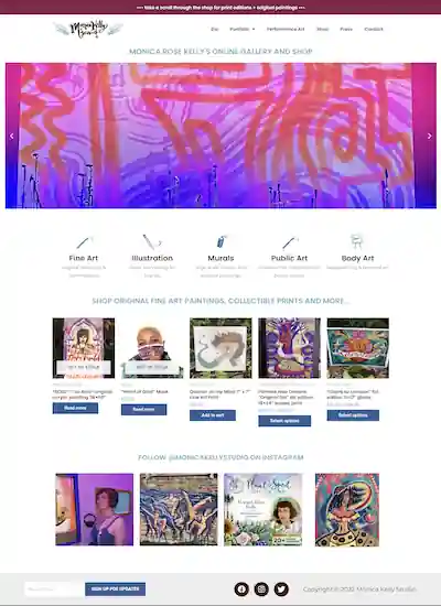 Monica Kelly Studio – Artistic Portfolio & E-Commerce Platform Custom Website Project for Artistic Portfolio & E-Commerce Platform by Web Solution Hub